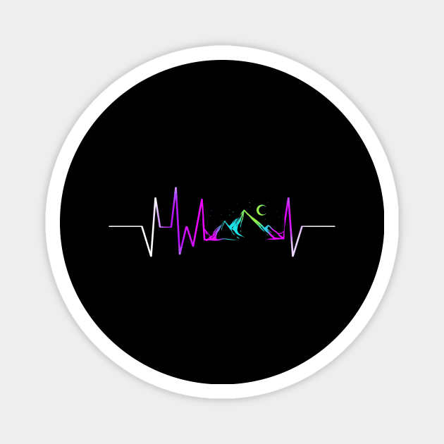 Heartbeat With Mountains In The Moonlight On Camping Magnet by SinBle